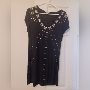 Jaipur Womens Size XL Little Black Dress With Gold Sparkling Grommets